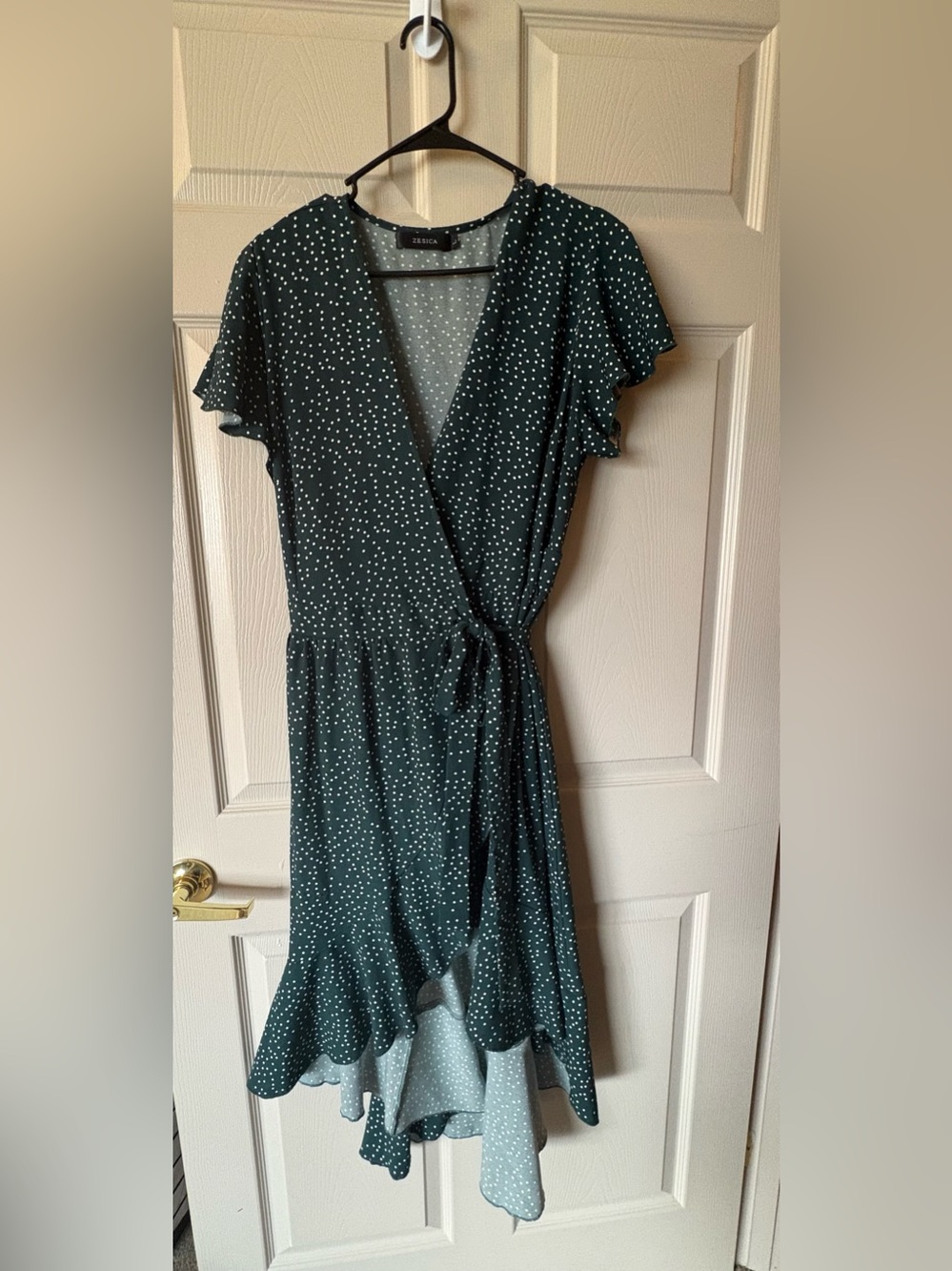 Zessica Emerald Green Polka Dot Wrap Dress